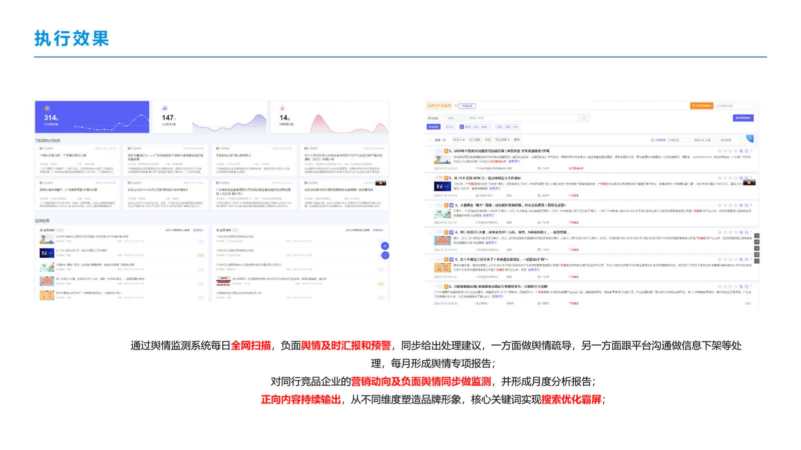 白云山和黄中药项目画面:从每日舆情预警,到核心关键词的品牌主场(项目展示 2)
